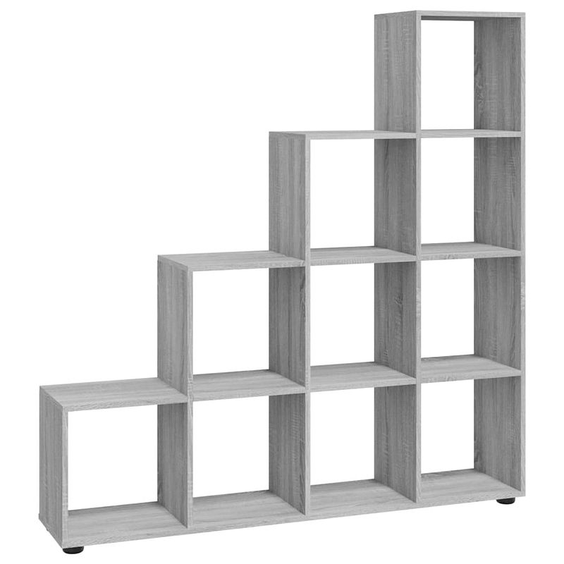 Foto van The living store boekenkast - bewerkt hout - 138 x 29 x 142 cm - grijs sonoma eiken