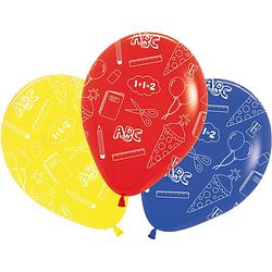 Foto van Tib ballonnen school 30 cm latex geel/rood/blauw 5 stuks