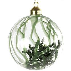 Foto van Non-branded kerstbal dennentakjes minoa 15 cm glas groen