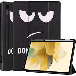 Foto van Basey samsung galaxy tab s7 fe hoesje kunstleer hoes case cover - don'st touch me