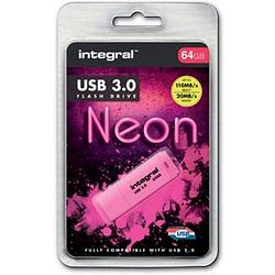 Foto van Integral neon usb 3.0 stick, 64 gb, roze