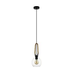 Foto van Eglo roding hanglamp - e27 - ø 18 cm - zwart/bruin