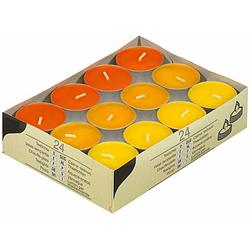 Foto van Gekleurde theelichtjes geel en oranje 24 stuks - waxinelichtjes