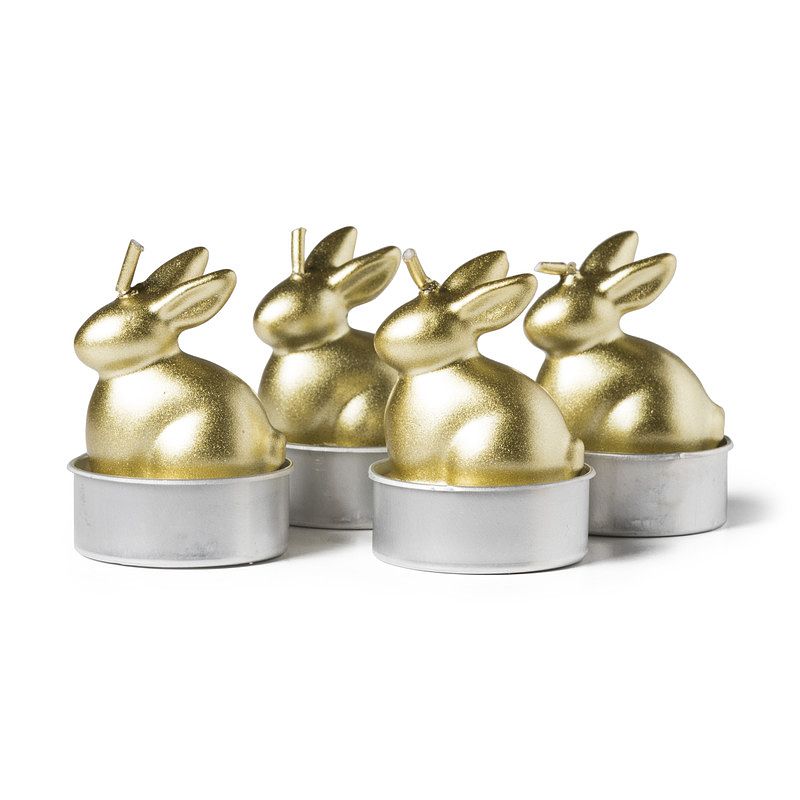 Foto van Kaarsjes konijn - goud - set van 4 stuks