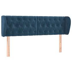 Foto van The living store hoofdeind - 163 x 23 x 78/88 cm - fluweel - hout - donkerblauw