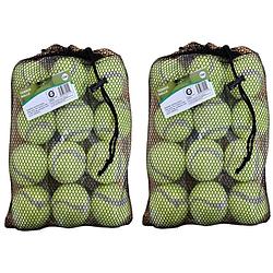 Foto van Tennisballen voordeelpakket - 24x stuks - geel - rubber/katoen - tennisballen
