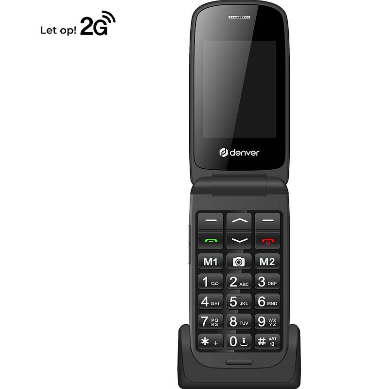 Foto van Denver senioren mobiele telefoon - gsm - incl. prepaid simkaart - grote toetsen - 2g - sos knop - bas24400eb