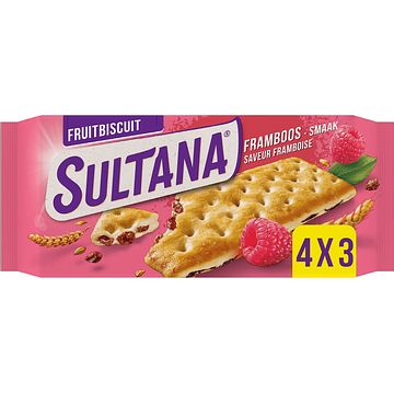 Foto van Sultana fruitbiscuit framboos smaak 4 x 3 stuks bij jumbo