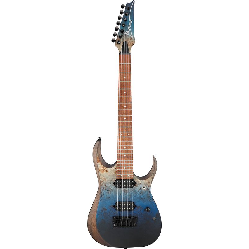 Foto van Ibanez rgd7521pb deep seafloor fade flat 7-snarige elektrische gitaar