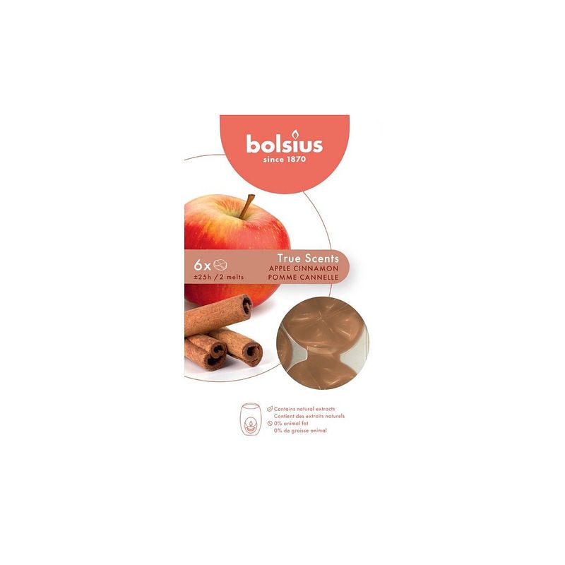 Foto van Bolsius - wax melts pack 6 true scents apple cinnamon