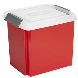 Foto van Sunware opslagbox kunststof 45 liter rood 45 x 36 x 36 cm met hoge deksel - opbergbox