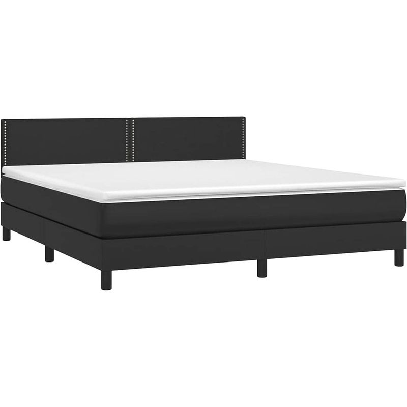 Foto van The living store boxspring bed - kunstleer - 203x180x78/88 cm - zwarte led-verlichting - pocketvering matras -