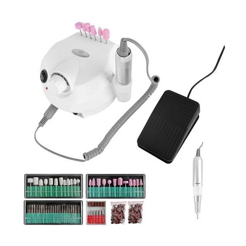 Foto van Beautylush elektrische nagelfrees set 65w. inclusief schuurkapjes wit.