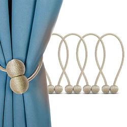 Foto van Awemoz luxe gordijn embrasse - 4 stuks - gordijnhouders - embrasses voor gordijnen - magnetisch gordijnkoord - beige