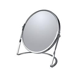 Foto van Make-up spiegel cannes - 5x zoom - metaal - 18 x 20 cm - zilver - dubbelzijdig - make-up spiegeltjes