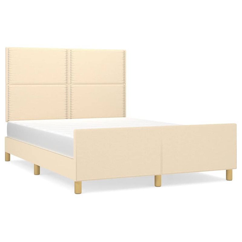 Foto van Vidaxl bedframe met hoofdeinde stof crèmekleurig 140x190 cm