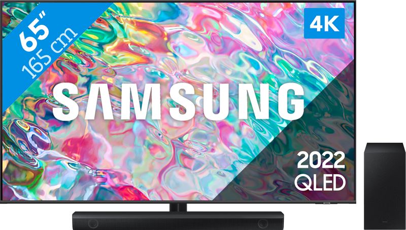 Foto van Samsung qled 65q74b (2022) + soundbar