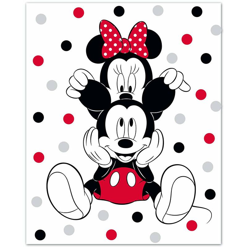 Foto van Disney fleecedeken mickey & minnie junior 100 x 140 cm wit