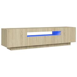 Foto van The living store tv-meubel sonoma eiken - 160 x 35 x 40 cm - led-verlichting