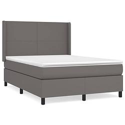 Foto van The living store boxspringbed - kunstleer - grijs - 193 x 147 x 118/128 cm - hoofdbord - pocketvering matras -