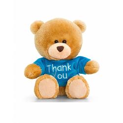 Foto van Keel toys pluche beer knuffel thank you met blauw shirt 14 cm - knuffelberen