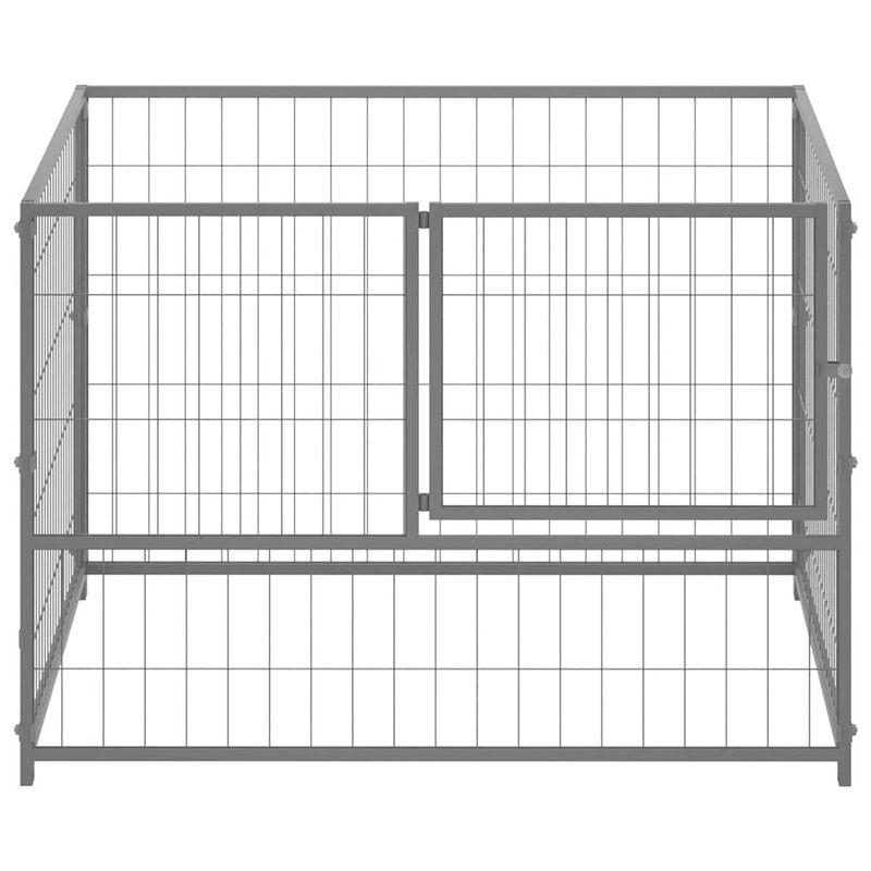 Foto van The living store hondenkennel - grote staaldraad hondenkooi - zilver - 100x100x70 cm - veiligheidsgrendel