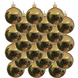 Foto van 18x glazen kerstballen glans goud 8 cm kerstboom versiering/decoratie - kerstbal