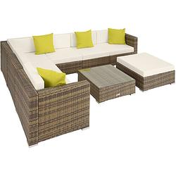 Foto van Tectake - loungeset marbella - wicker tuinset - natuur - 403755