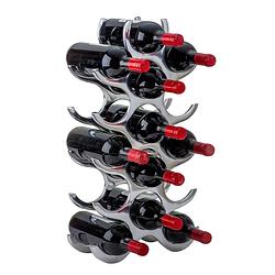 Foto van Modern stijlvol wijnrek voor 15 flessen - chrome - metaal - 31 x 58 cm - wijnrekken