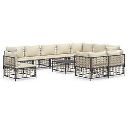 Foto van Vidaxl 11-delige loungeset met kussens poly rattan antracietkleurig