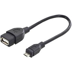 Foto van Digitus usb 2.0 adapterkabel [1x micro-usb 2.0 b stekker - 1x usb 2.0 bus a] db-300309-002-s rond, afgeschermd (dubbel), met otg-functie