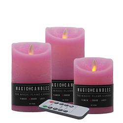 Foto van 3x roze led kaarsen op batterijen inclusief afstandsbediening - led kaarsen