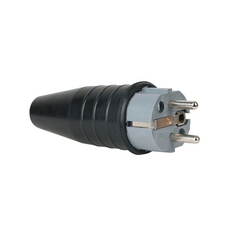 Foto van Showtec rubber schuko connector male 230v/240v grijs