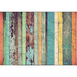 Foto van - colored wooden wall - 366 x 254 cm - multi