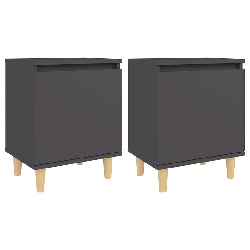 Foto van The living store bedkastjes - scandinavische stijl - grijs - 40 x 30 x 50 cm - houten poten