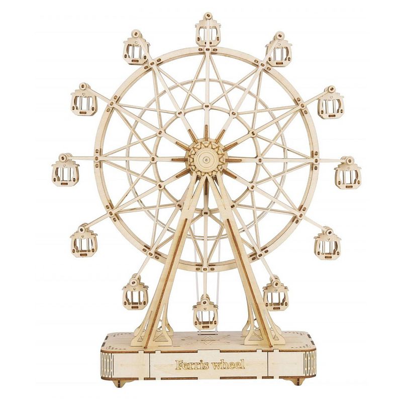 Foto van Robotime modelbouwpakket ferriswheel 16,5 cm hout 120-delig