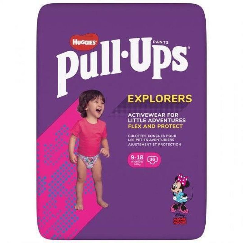 Foto van Huggies pull-ups babymeisjesluiers - maat 4 - 9 tot 8 maanden - 8 tot 12 kg - pak met 36 luiers