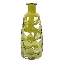 Foto van Countryfield art deco bloemenvaas - geel transparant - glas - fles vorm - d12 x h30 cm - vazen