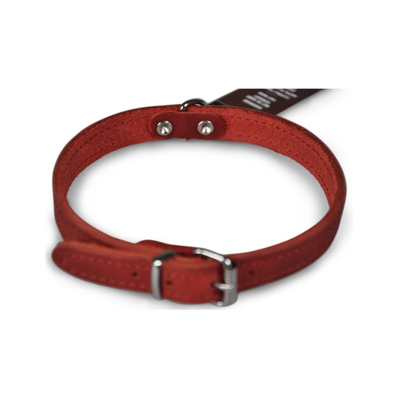 Foto van Dierenbenodigdheden vadigran halsband hond geolied leder rood 37cmx14mm s