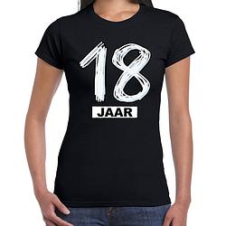 Foto van 18 jaar verjaardag cadeau t-shirt zwart voor dames xl - feestshirts