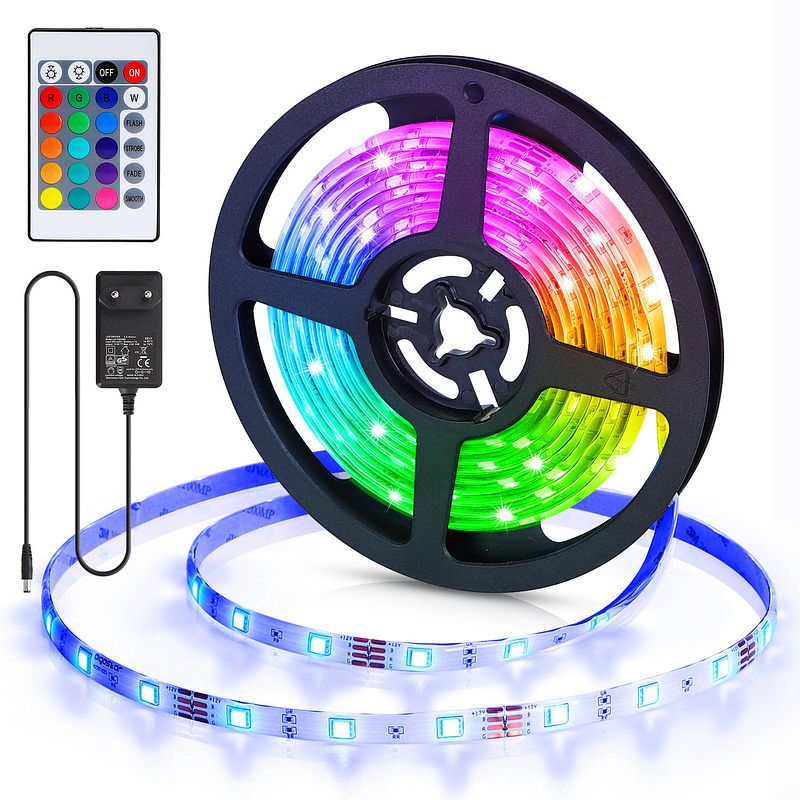 Foto van Aigostar led strip 10wnr rgb - 3 meter - 24w - met afstandsbediening bedienbaar