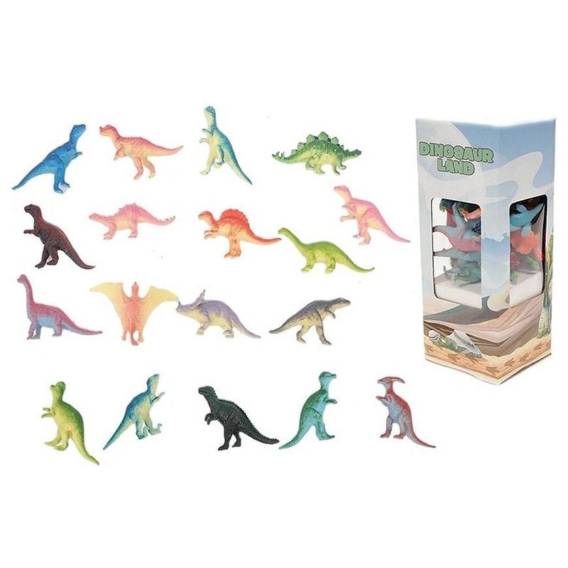 Foto van 18x plastic speelgoed dinosaurussen 6 cm - speelgoed dieren dino'ss
