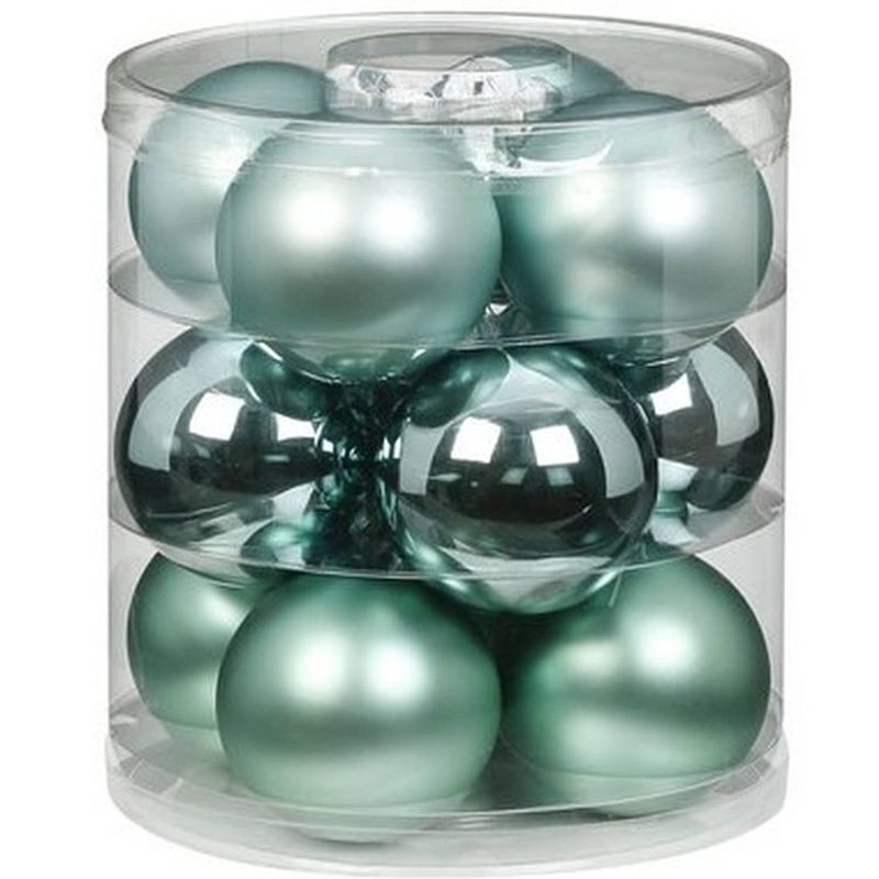 Foto van 36x mint groene glazen kerstballen 8 cm glans en mat - kerstbal