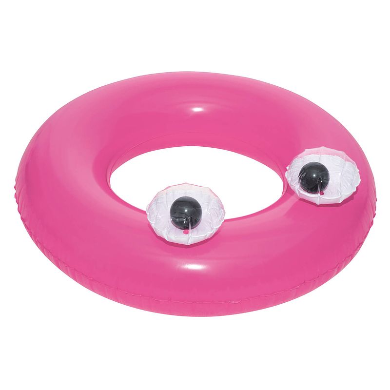 Foto van Opblaasbare roze zwemband met ogen 91 cm voor volwassenen - zwembanden