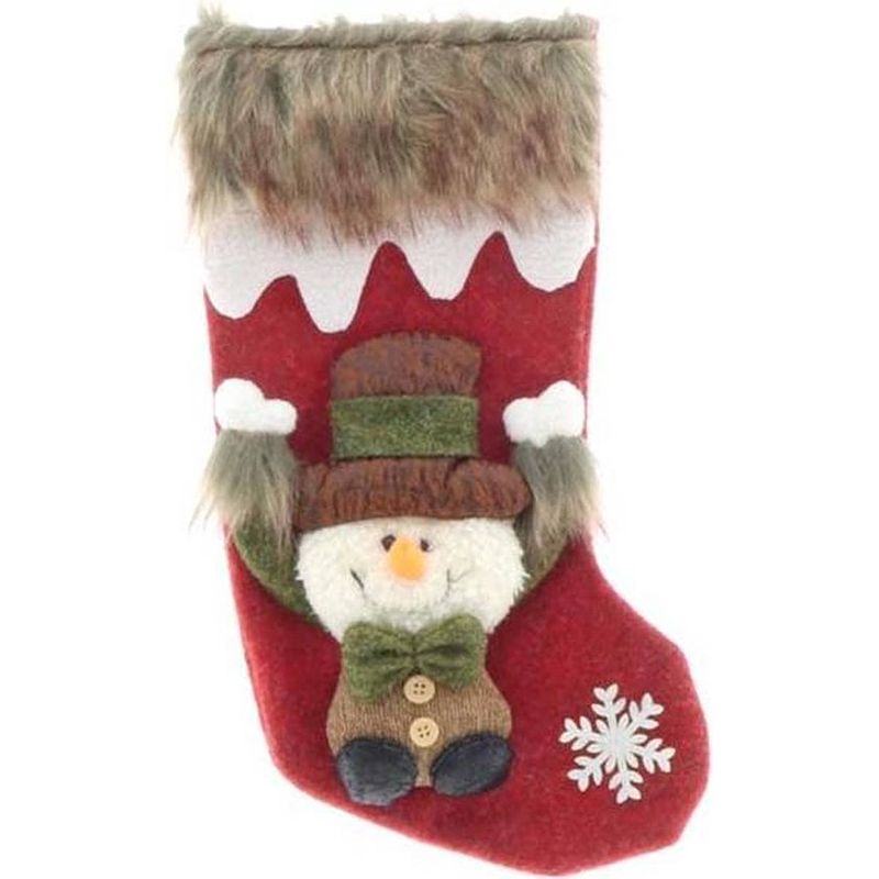 Foto van Unique living stocking vidar 17x34cm red snowman