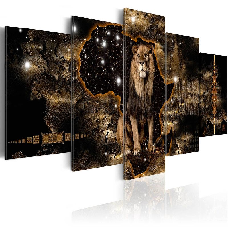 Foto van Artgeist golden lion wide canvas schilderij