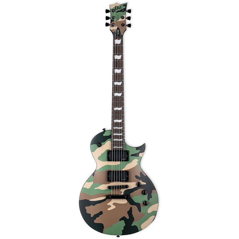 Foto van Esp ltd deluxe ec-1000 woodland camo satin elektrische gitaar