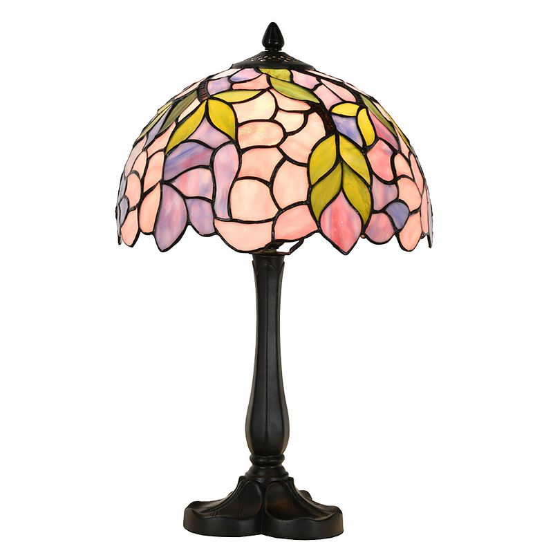 Foto van Lumilamp tiffany tafellamp ø 30x50 cm roze glas tiffany bureaulamp roze tiffany bureaulamp