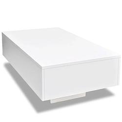 Foto van The living store salontafel - wit hoogglans - rechthoekig - 85x55x31 cm - mdf