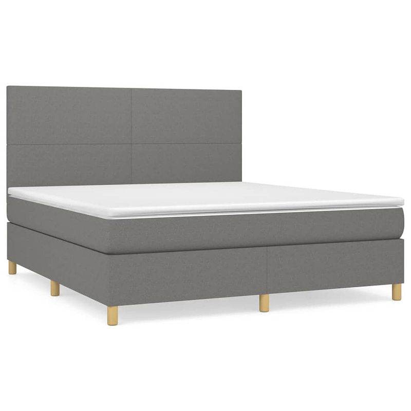 Foto van The living store boxspring met matras stof donkergrijs 160x200 cm - bed